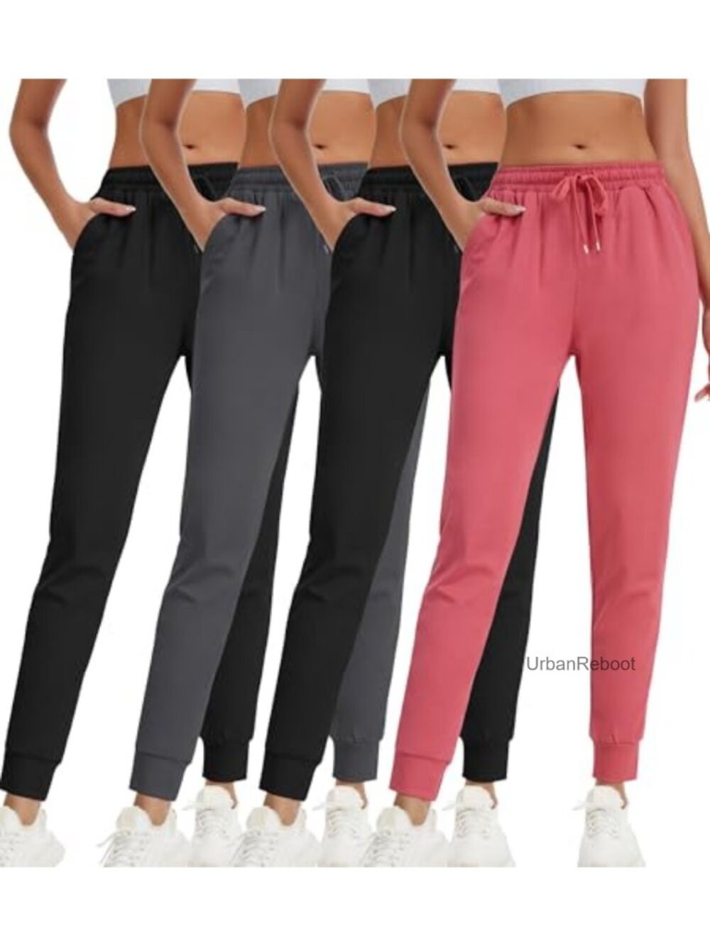 4 Pack Women's Lightweight Quick Dry Jogger Pants with Pockets, Athletic Yoga